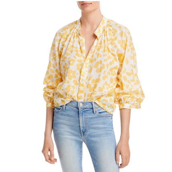 MOTHER The Sunburst Leopard Floral Wash 100% Cotton Button Down Blouse Top SizeM - Picture 1 of 8